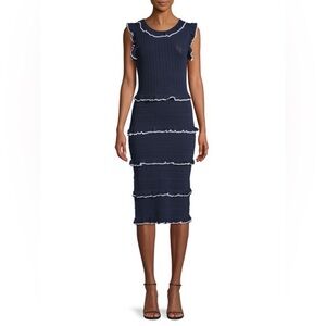 Alexia Admor Navy Midi Dress with White Accents